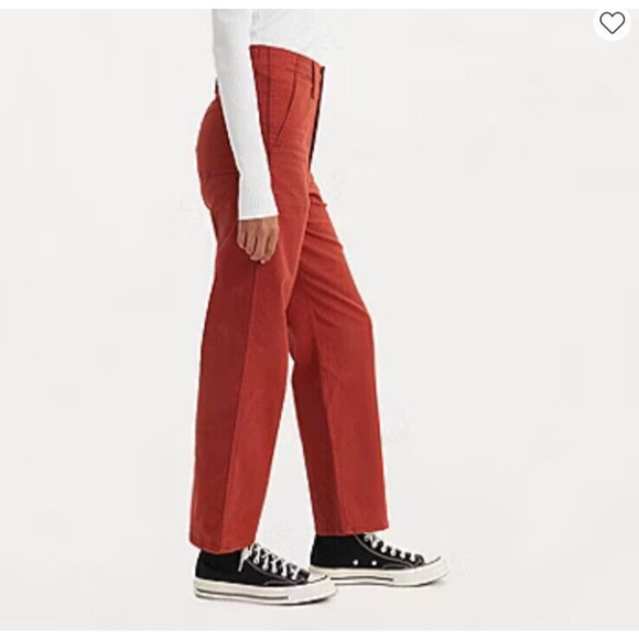 NEW Levis Womens Surplus High Rise Straight Leg Pants Burnt Red Stretch 28/6 - Picture 3 of 4